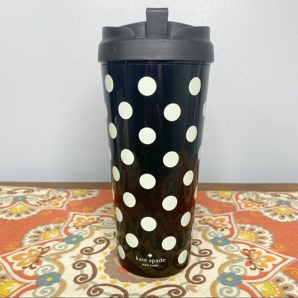kate spade Other - Kate Spade Black White Polka Dot 16oz. Tumbler